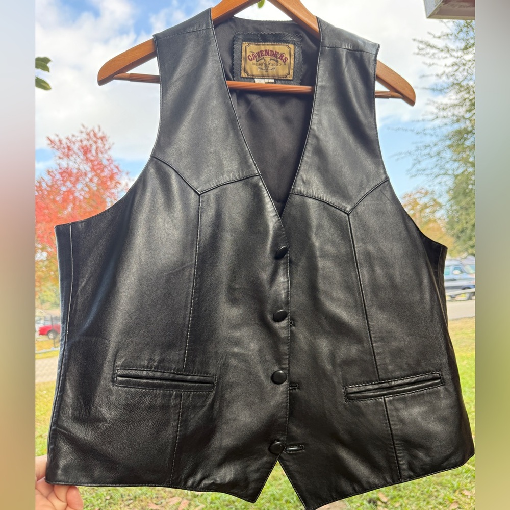 Black Leather Cavenders Vest